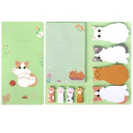 Cat Sticky Notes Set, 360 Sheets Cute Cartoon Animal Cat Self-Stick Notes Pads Cat Themed Memo Pads Cat Paw Page Markers Sticky Index Tabs for Cat Lovers Students Office School Supplies