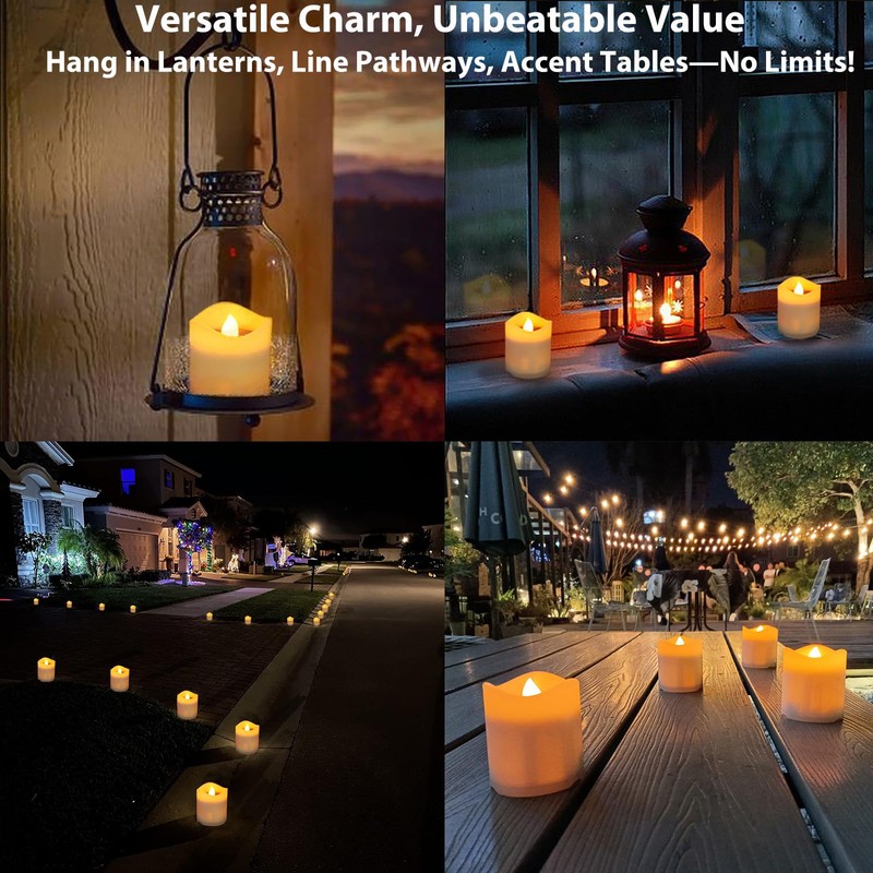 Solar Candles Outdoor Waterproof, 4pcs Rechargeable Dusk to Dawn Little