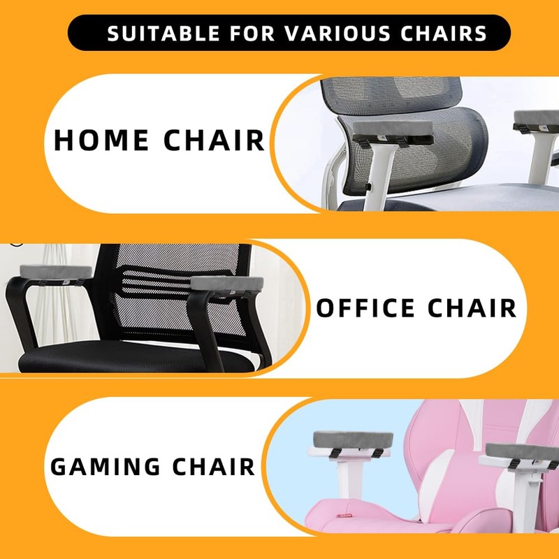 Sunnors Office Chair Armrest Pads Covers with Memory Foam Elbow