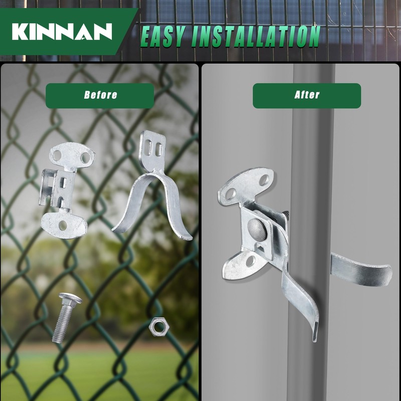KINNAN 1-5/8'' Flat Back Wall Mount Fork Gate Latch, Chain