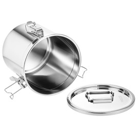 QWORK Food Storage Canisters, 6L/1.6Gal 304 Stainless Steel Flour Rice Cereal Storage Container with Anti-Leak Seal