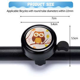 Children's Bicycle Bell, Black Owl, Boys/Girls, 120 dB Loud Bicycle Bell for Bicycle, Scooter, Tricycle, Gift for Birthdays, Christmas, Children's Day