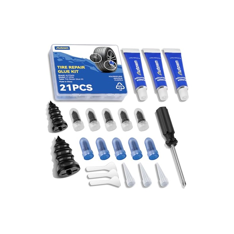 AUTOWN 21PCS Tire Repair Rubber Nail Kit for Cars &