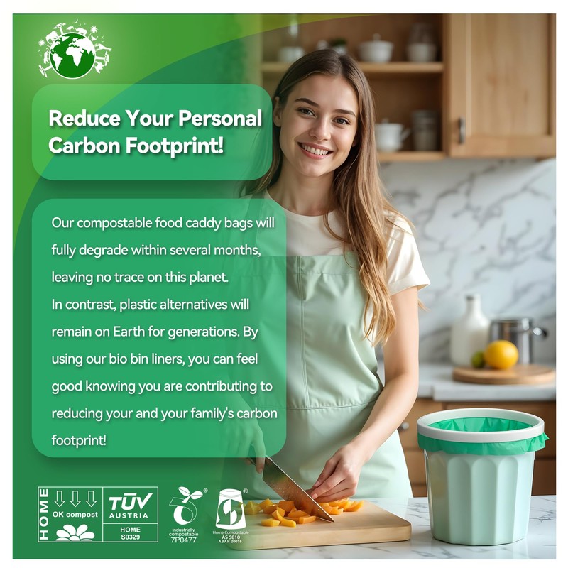 6L*120 Thickened Compostable Food Waste bags, VOXON 6L Biodegradable Kitchen