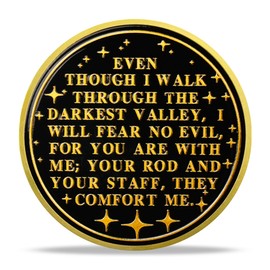 RYUKENLM Faith Over Fear Christian Challenge Coin Psalm 23:4 Bible Verse Spiritual Strength & Courage Religious Faith Token Christian Gift for Men Women
