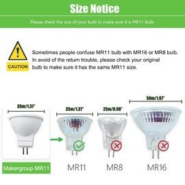 Makergroup MR11 Gu4.0 Bi-pin LED Light Bulb 3W 12VAC/DC Low Voltage LED Spotlights Warm White 2700K-3000K for Outdoor Landscape Lighting and Indoor Recessed/Track Lights 6pcs