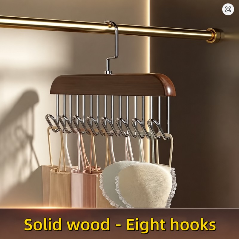 Wooden Hanger Organizer for Bras & Underwear – Multi-Hook Closet