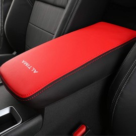 XITER Car Armrest Cover Saver, 1 Pc Center Console Leather Pad Fit for Nissan Altima 2019-2025, Central Console Armrest Box Protector Interior Accessories (Black+Red)