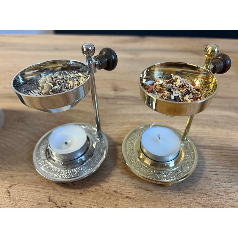 Bitto Weihrauchbrenner Oman golden Messing verstellbar, H 10 cm, Ø