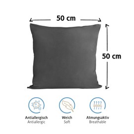 Komfortec 100% Cotton Cushion Covers, Set of 2, 50 x 50 cm, Super Soft Premium Jersey Pillowcase 150 g/m², Cushion Cover, Anthracite