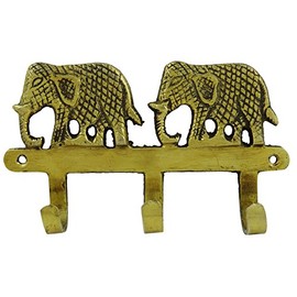 Indianbeautifulart Elephant Design Brass Metal Decorative Wall Coat Hanger Decor Hook Hanging Hook