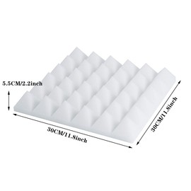 INMOZATA 12 Pack Pyramid Acoustic Foam Panel, 5 X 30 X 30 CM Sound Proofing Panels, High Density Acoustic Wall Panels with Sound Absorbing and Fireproof for Recording Studio Home Offices, White