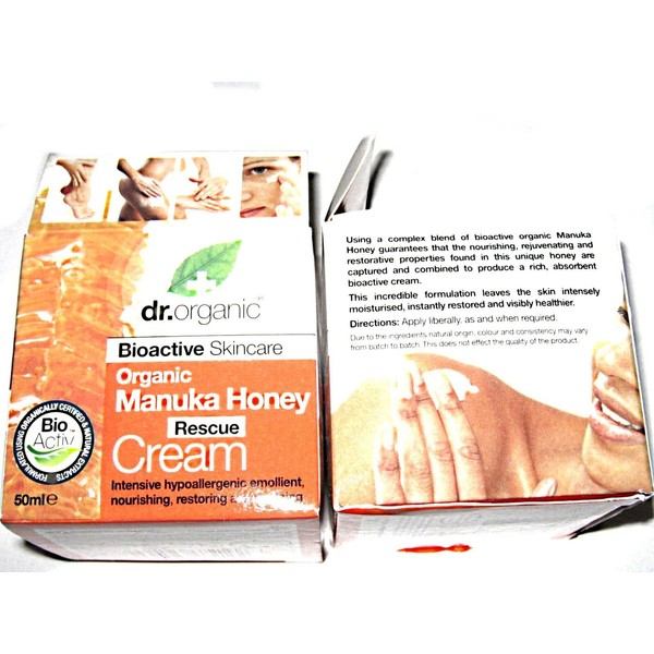 1 x 50ml DR ORGANIC Manuka Honey RESCUE CREAM Bioactive Intensive Care Emollient