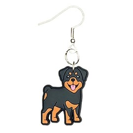 Rottweiler Earrings Hypoallergenic Silver Plated Fishhooks Yazzle Dazzle Original Artwork Woof Bark Puppy Dog