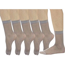 ToBeInStyle Women's Pack Of 6 Sheer Nylon Ankle To Mid-Calf Short Stockings - Grey - One Size Regular