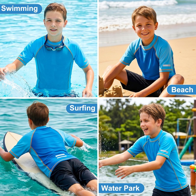 Keyck Maglietta da Nuoto Bambino Maglia Manica Corta 13-14 Anni,