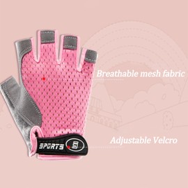 Mawjom Kids Half Finger Cycling Gloves Non-Slip Adjustable Outdoor Sports Gloves for Girls Boys 3-8 Years Old