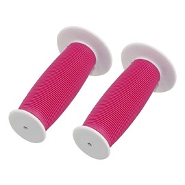 F & R NEW! Child Kids Bicycle Grips Mushroom Handle Bar Colorful Bike Grip Pink/White.