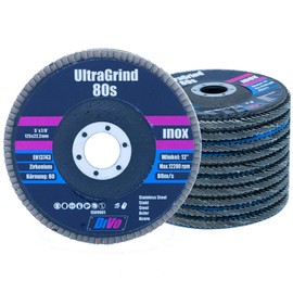 Sanding Disc UltraGrind 80 S Angle 12° – Pack of 10 (abrasive mop plate, zirconium, EN 13743, grit 80, steel and stainless steel, bevelled)