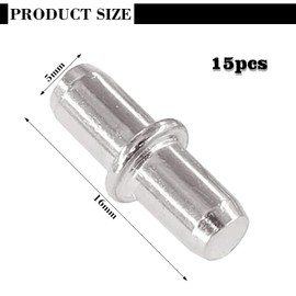 15pcs Metal Shelf Pegs 5x16mm Shelf Support Pins Studs,Nickel Plated Shelf Bracket Pegs Pins,Metal Shelf Support Pins,Metal Shelf Support Pegs for Cabinet Furniture Kitchen Wardrobe Shelves(Sliver)