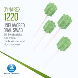 Dynarex Unflavored Oral Swabsticks, Cotton Swabs that Gently Clean, Moisten, and Refresh Mouth, Teeth, and Gums, 20 Swabsticks per Pack, 50 Packs of 20