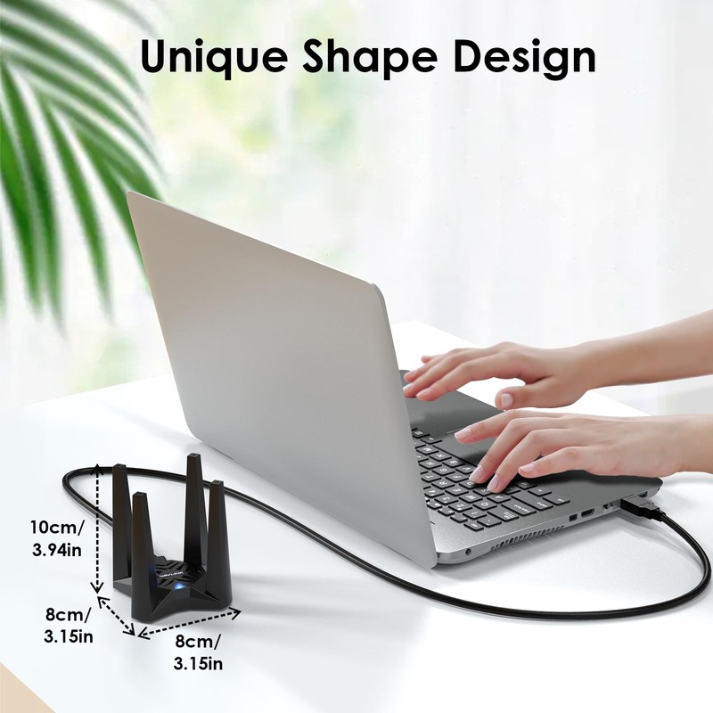 USB WiFi Adapter for Desktop PC, AX1800 WiFi Adapter Dual