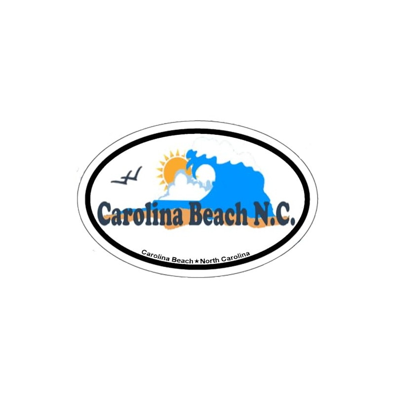 CafePress Carolina Beach NC Waves Design Oval Car Bumper Sticker