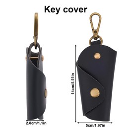 BOXOB Leather Wrap Key Chain, 5.51x1.97x1.1in Black Key Holder Organizer with Keychain Compact & Stylish Portable Protective Leather Keychain Cover