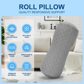 High Resilience Memory Foam Neck Pillow, Travel Cervical Pillow, All-Purpose Peanut Shaped Round Bolster Pillow for Side Sleeper, Knee Pillow, Lumbar Pillow for Back Pressure Relief