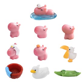 Capybala Figures, Realistic Capybala Animal Figures, Capibara Ornaments, Mini Capibara Resin Figures, Gifts for Children, Birthday Party Decoration (Pink), Pack of 10