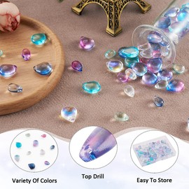 KISSITTY 100pcs Teardrop Crystal Sun Catchers Charms Top Drilled Transparent Glass Beads 10 Colors for DIY Necklace Bracelet Earrings Jewelry Making 9-12mm