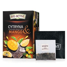 Big-Active Black Tea - Lemon and Mango - 20 Tea Bags - Loose Leaf Fruit Tea Mix with Sunflower Petals - Natural, Aromatic, Refreshing - 40g