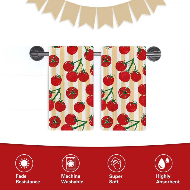 Croar Tomato Kitchen Dish Towels Set of 2, Vegetable Fruit