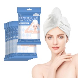 MOKASO Disposable Microfiber Hair Towel with Button,7 Packs Large Quick Dry Towel Microfiber Hair Towel Wrap for Women for Travel, Gym, Hotel