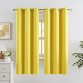DUALIFE Blackout Curtains 72 Inch Length for Bedroom Grommet Thermal Insulated Light Blocking Curtain for Living Room, Set of 2 Panels (42 Wx 72 L,Illuminating Yellow)
