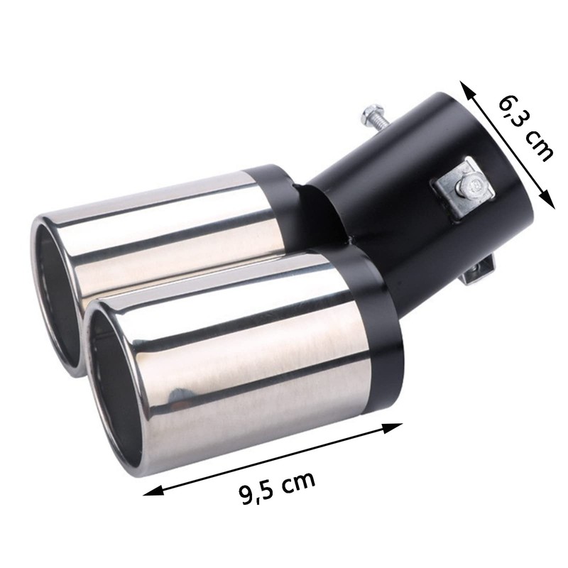 Winlauyet 1 x Car Double Tailpipe Chrome Tailpipe Universal Exhaust