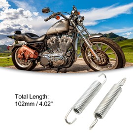 ACROPIX Motorcycle Foot Bracket 10cm Kickstand Return Spring Side Stand Spring Silver Tone 2pcs