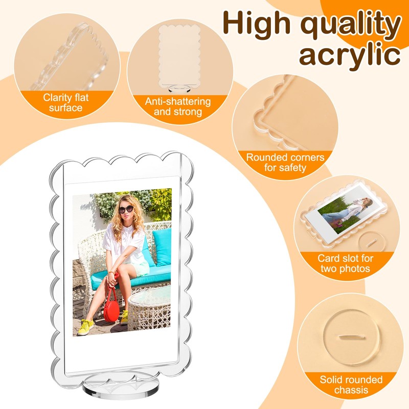 Marspark 15 Pcs 4x2inch Acrylic Photo Frame with Base Acrylic