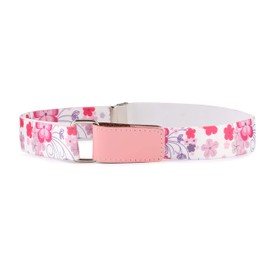 Ladeheid Children's Elastic Belt 1-12 Years 34 - 90 cm / 13.38 - 35.43 inches P15 - White/Pink/Flowers