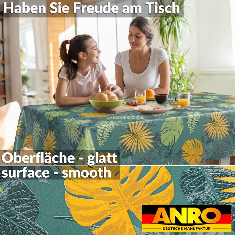 ANRO Oilcloth Tablecloth Washable Wax Tablecloth Garden Tablecloth Round Oval