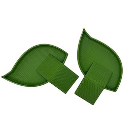 Isopod Food Dish: Leaf Design, Rolly Polly Feeding Bowl, Tiny Bug Meal Station, Bioactive Clean Up Crew Bowl (Green) 6 Pack