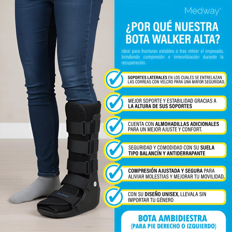 Bota Alta Ortopédica Walker Férula Tobillo Inmovilizadora
