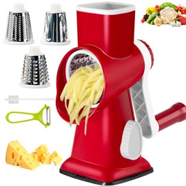 Eleko Meyar Cheese Grater Rotary Cheese Grater,Versatile Manual Cheese Grater With Handle - cheese shredder,Efficient Slicer and Nut Grinder with Easy Cleaning(blue) (red)