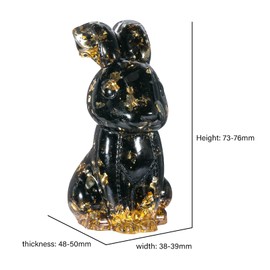 Nupuyai Crystal Rabbit Figurine Decorative Resin Stone Rabbit Statue Gemstone Figures Animals Healing Stone Lucky Charm Talisman Reiki Fengshui Decoration, Obsidian