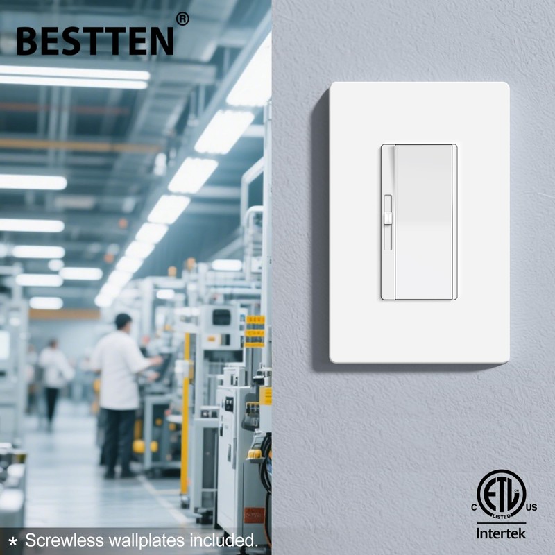 BESTTEN 5 Pack 0-10V LED Dimmer Light Switch, Super Slim