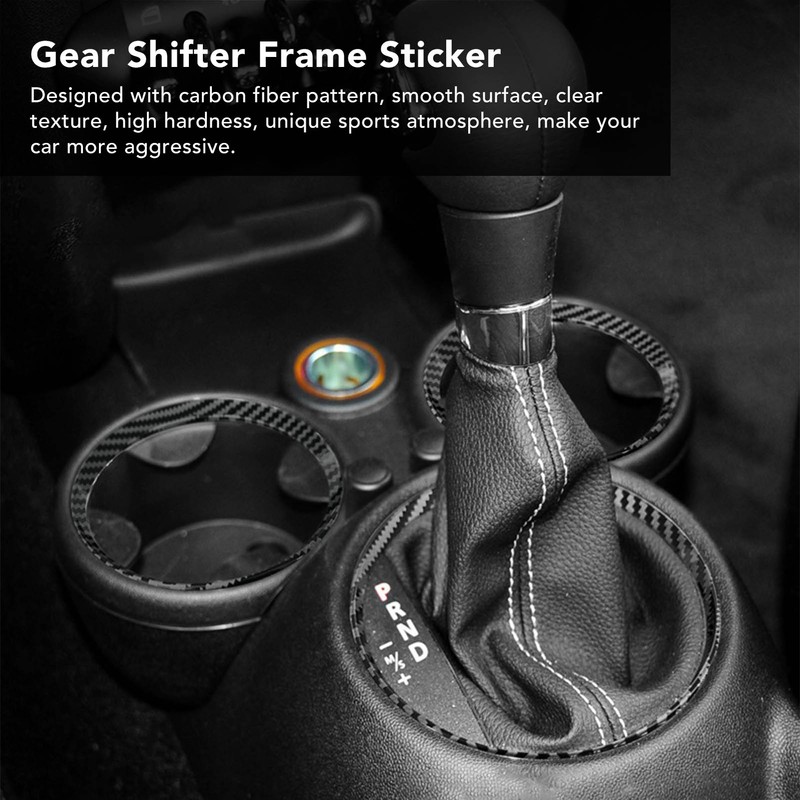 Interior Gear Shift Trim Cover Ring Carbon Fiber Style Console