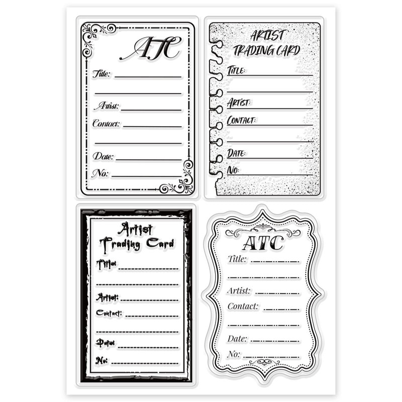 GLOBLELAND ATC Frames Silicone Clear Stamps Artist Trading Card Transparent