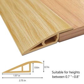 Door Threshold Transition Strip 79inch, 1/2"-3/5" Height Reducer Molding, Self-Adhesive Vinyl Floor Transition for Uneven Wood, Tile, Carpet Thresholds & Ramps (Original Wood Grain, 6.6Ft)