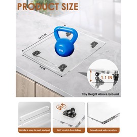 Haohaio Acrylic 360° Rolling Tray - Sliding Tray Countertop Appliance Sliders for Coffee Makers & Other Heavy-Duty Kitchen Appliances sliders, with Scratch-Resistant Countertop Protection(Clear)