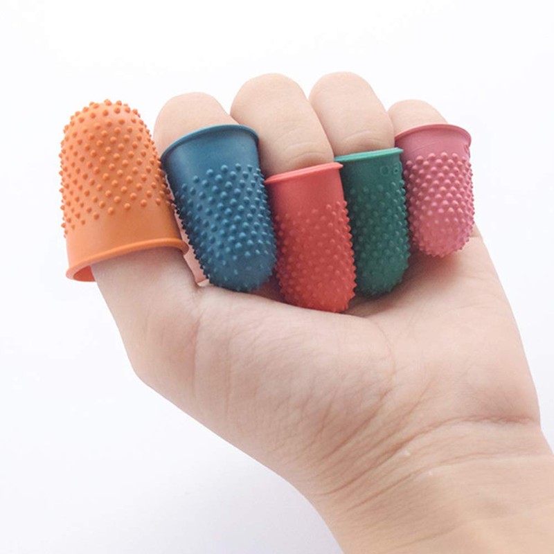 QLING 5 Pcs Blue Rubber Thimble Anti Slip Flexible Thimble